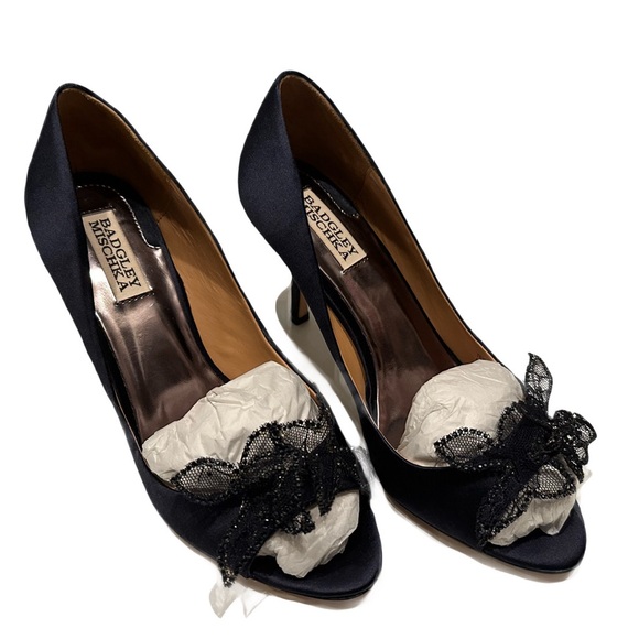 🆕 Badgley Mischka Regine - Navy Satin - 8 - Picture 4 of 10